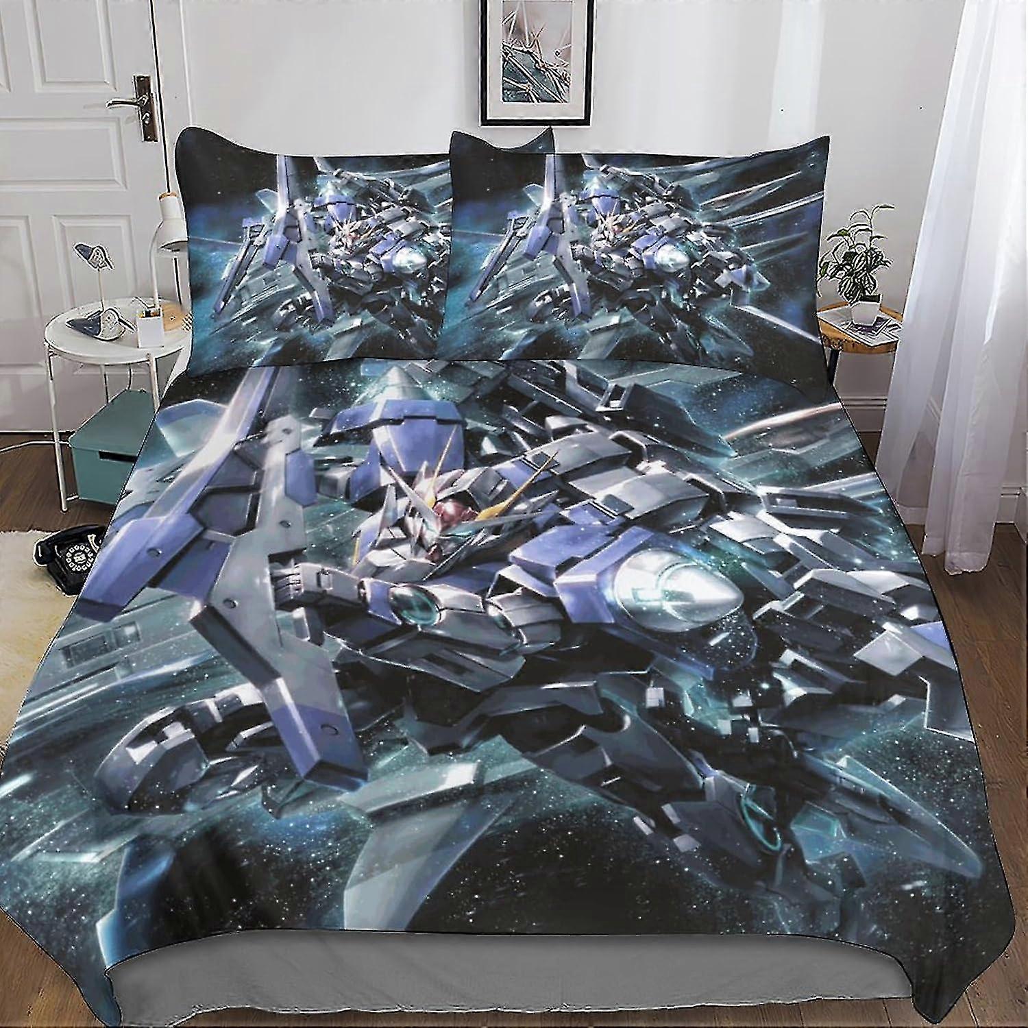 Conjuntos de cama com impressão digital 3D com fronha capa de edredom Microfibra macia Conjunto de 3 peças para entusiastas de anime