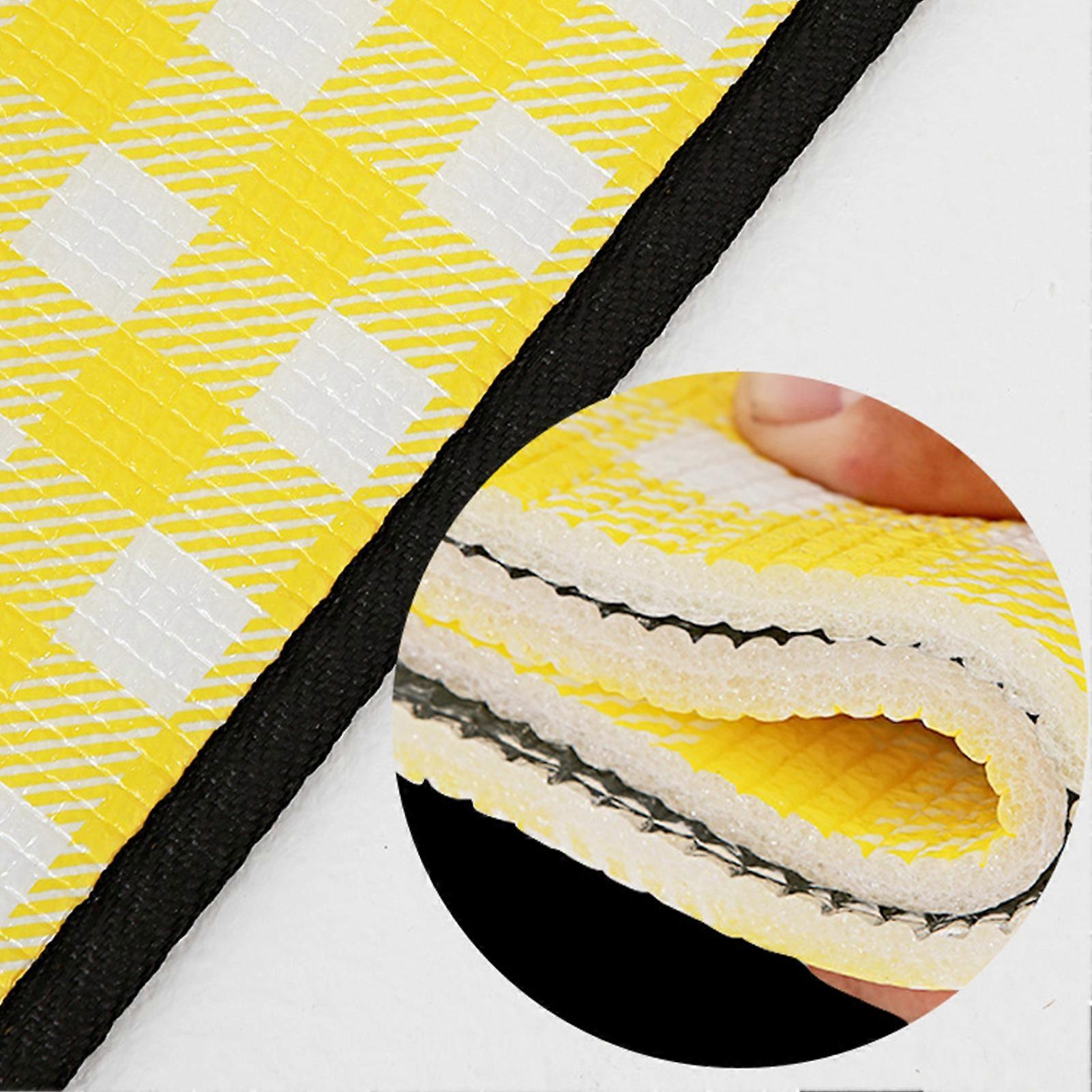 Waterproof Picnic Mat 200x250cm Yellow Grid Foldable Blanket