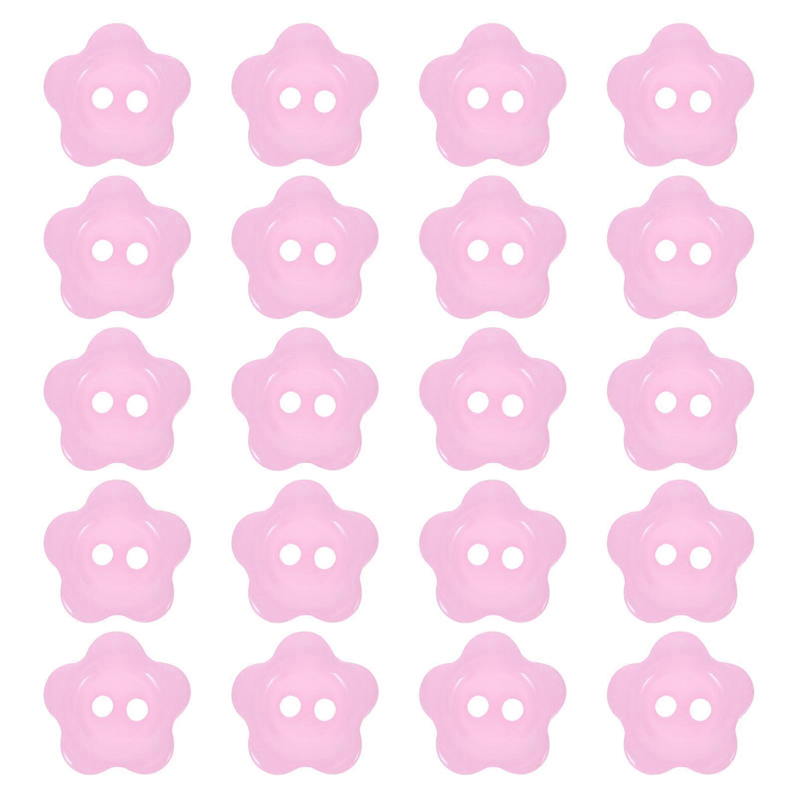 Flower Buttons For Clothes Replacement Button Decorative Floral Buttons For Kids Sweaters Coats Pink 1.50X1.50X0.20CM 20Set
