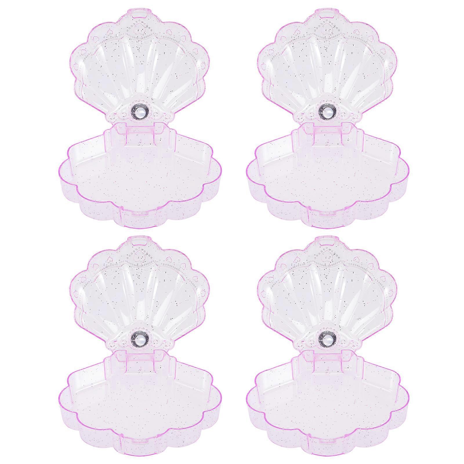 Decorative Storage Boxes With Lids Shell Shaped Clear Color Jewelry Storage Box For Party 11x10cm 4Pcs