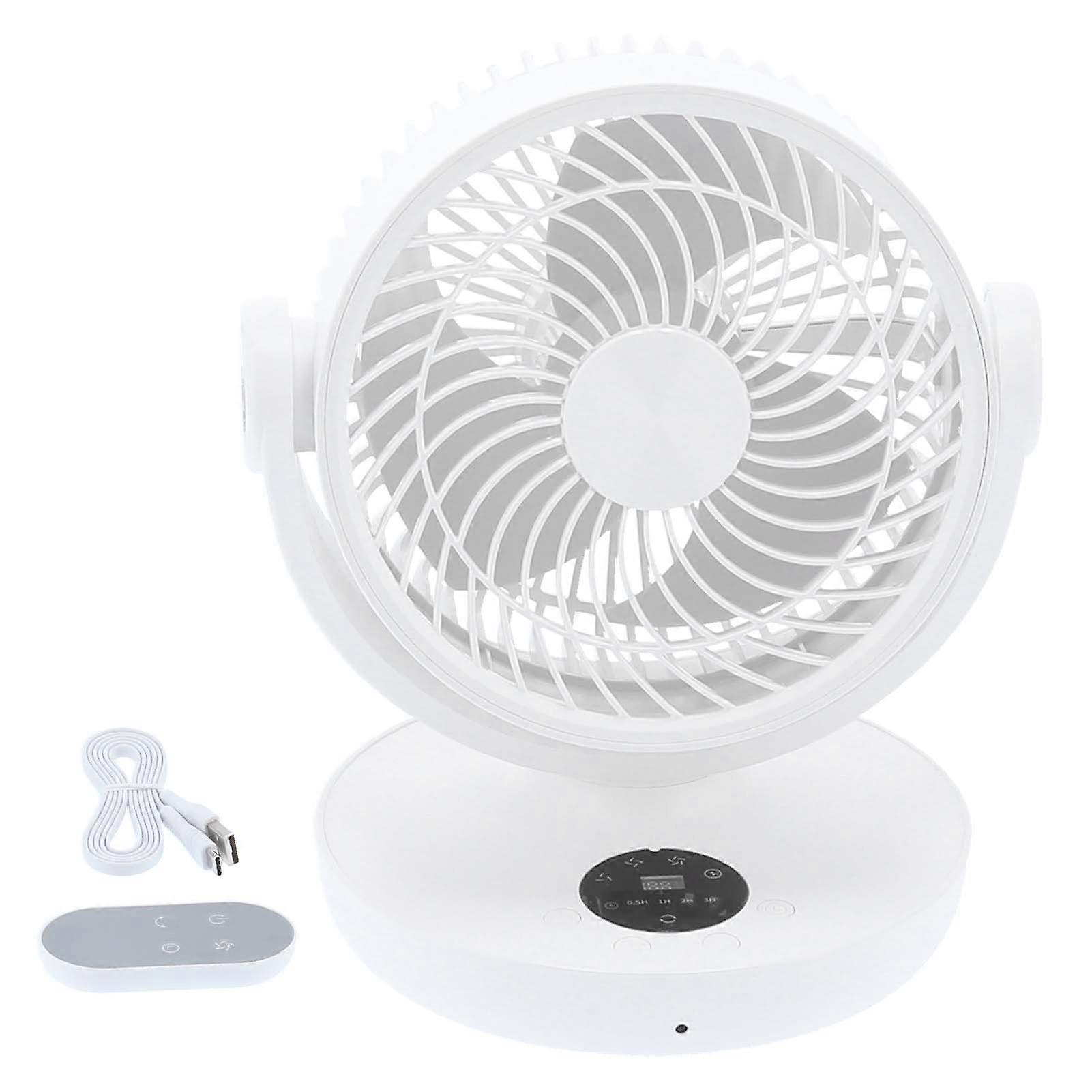 Electric Fan Remote Control Adjustable Electric Fan with Digital LED Display USB ChargingWhite