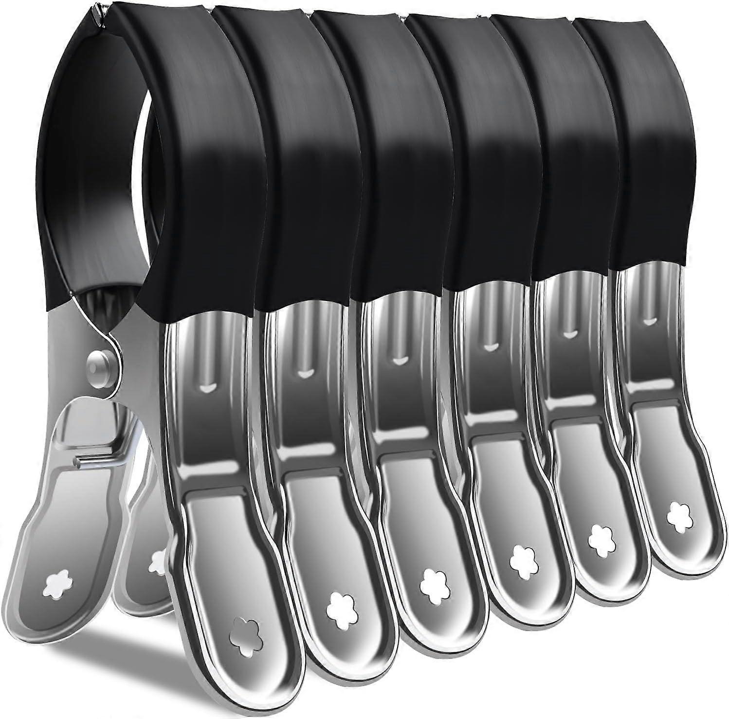 6 Pcs Stainless Steel Clothes Pins, Large Clothespins Beach Towel Clip