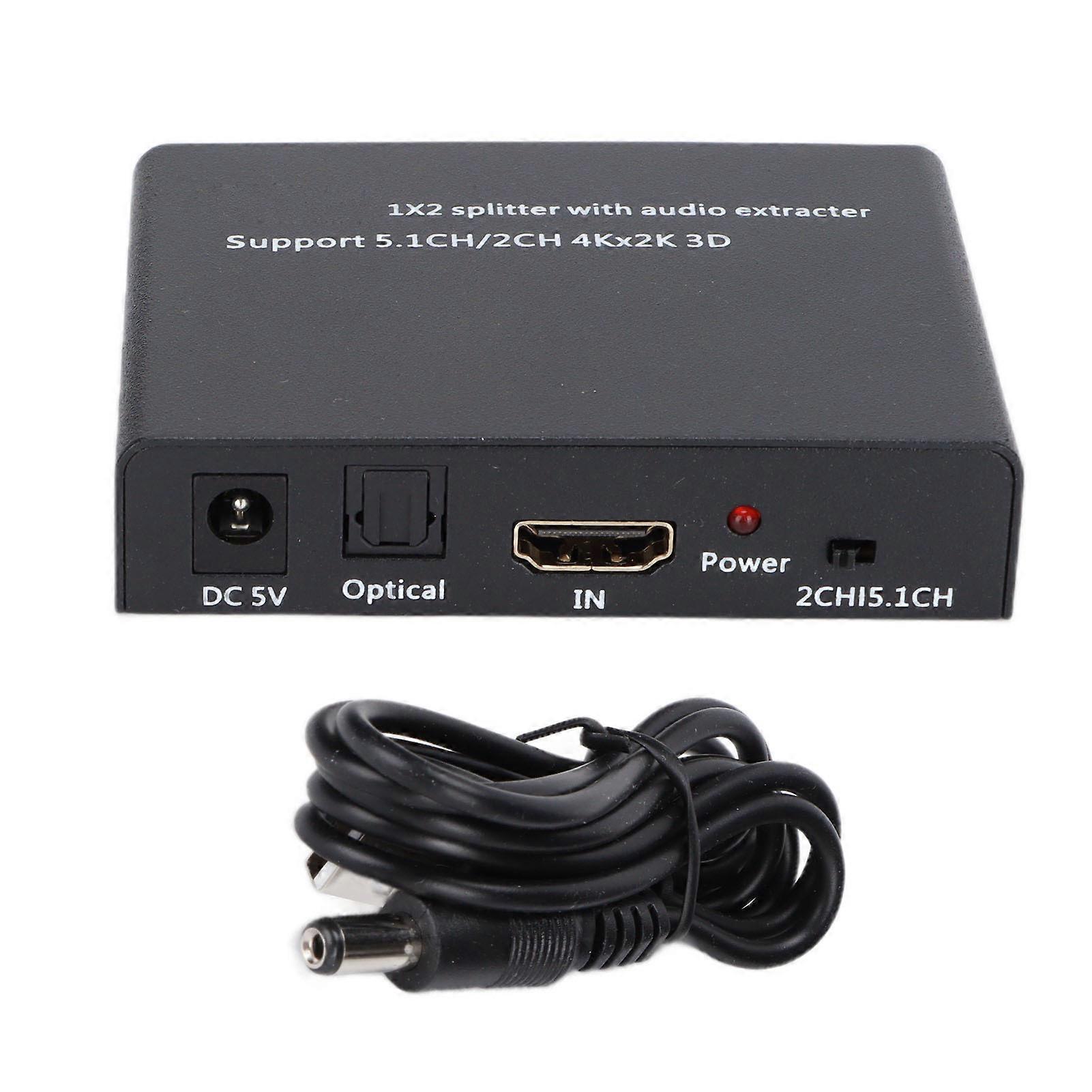HD Multimedia Interface 1 to 2 Splitter 5.1CH/2CH 4K Converter with Video o Extractor