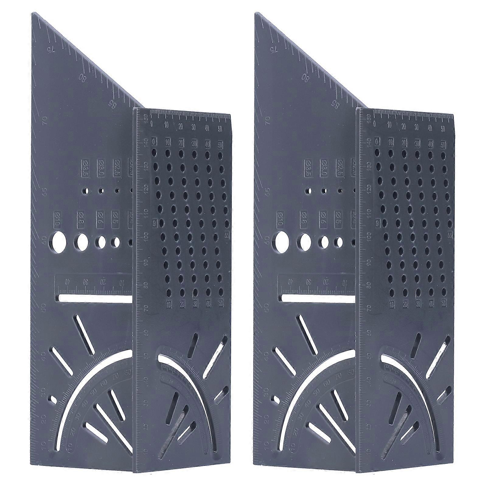 2Pcs 3D Angle Ruler Gray Multifunctional Woodworking Measuring Tools Gauge 20 x 7 x 6.5cm