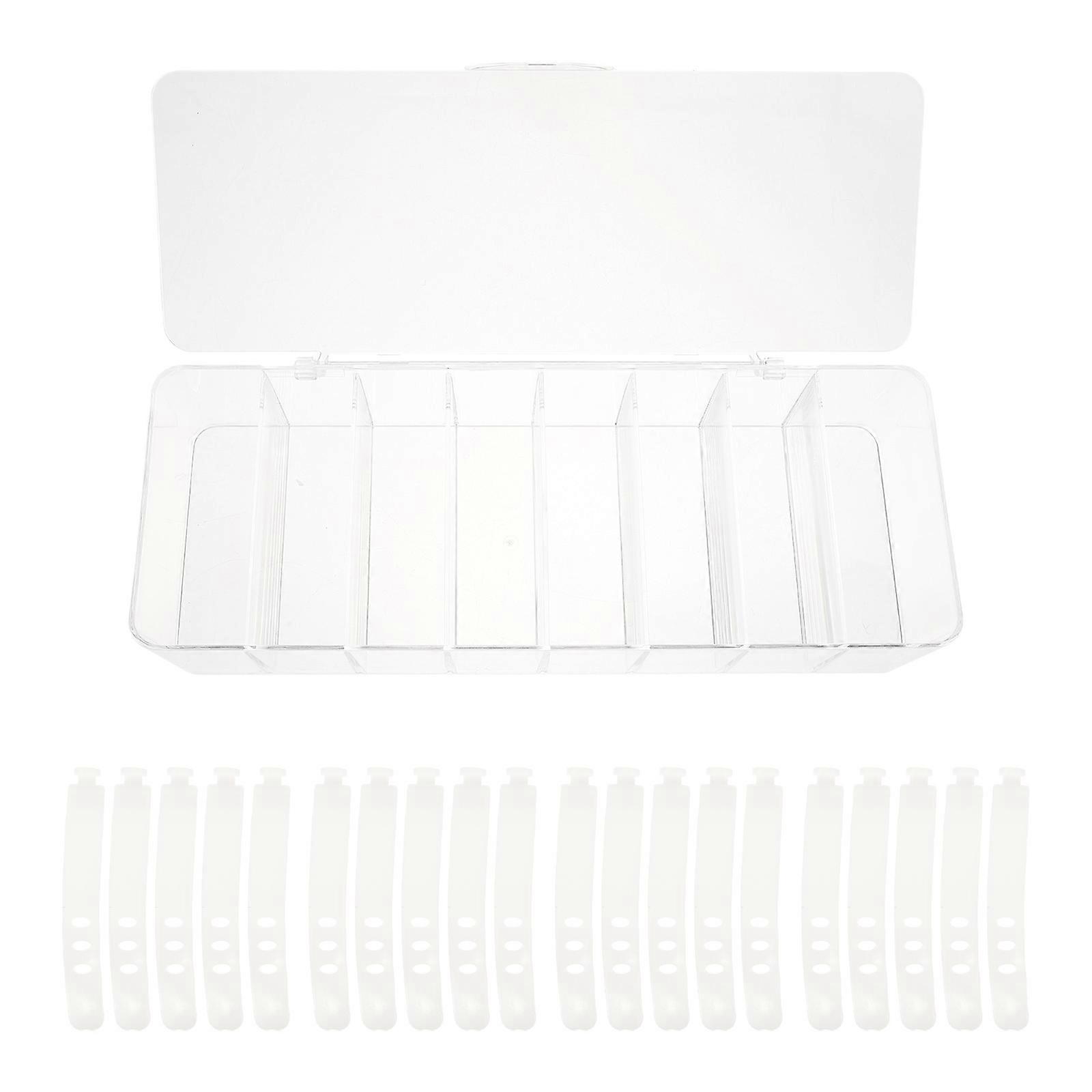 Cable Organizer Box Wire Bin For Desktop Organization With 8 Compartments Transparent Easy To Clean 1 Set