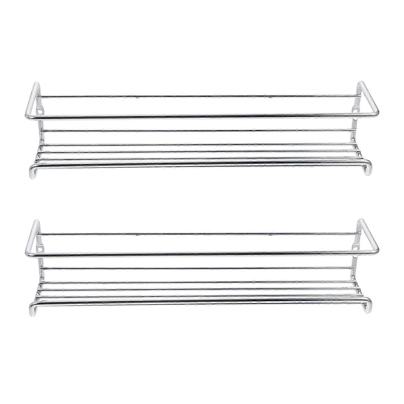 Wall Mounted Spice Racks 2 Sets, Mesh Structure Storage Organizer for Seasoning Bottles, Compact Kitchen Space Saving Condiment Shelves