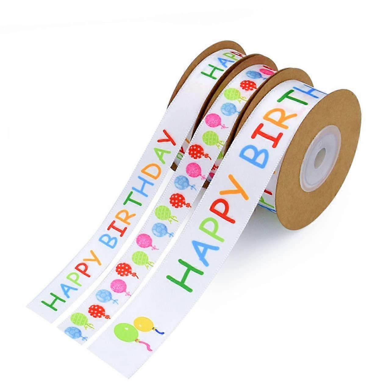 1Rolle Geburtstagsgeschenkband Balloon Motifs Ribbed Ribbon For Crafts And Party Wrapping Reusable And Adjustable