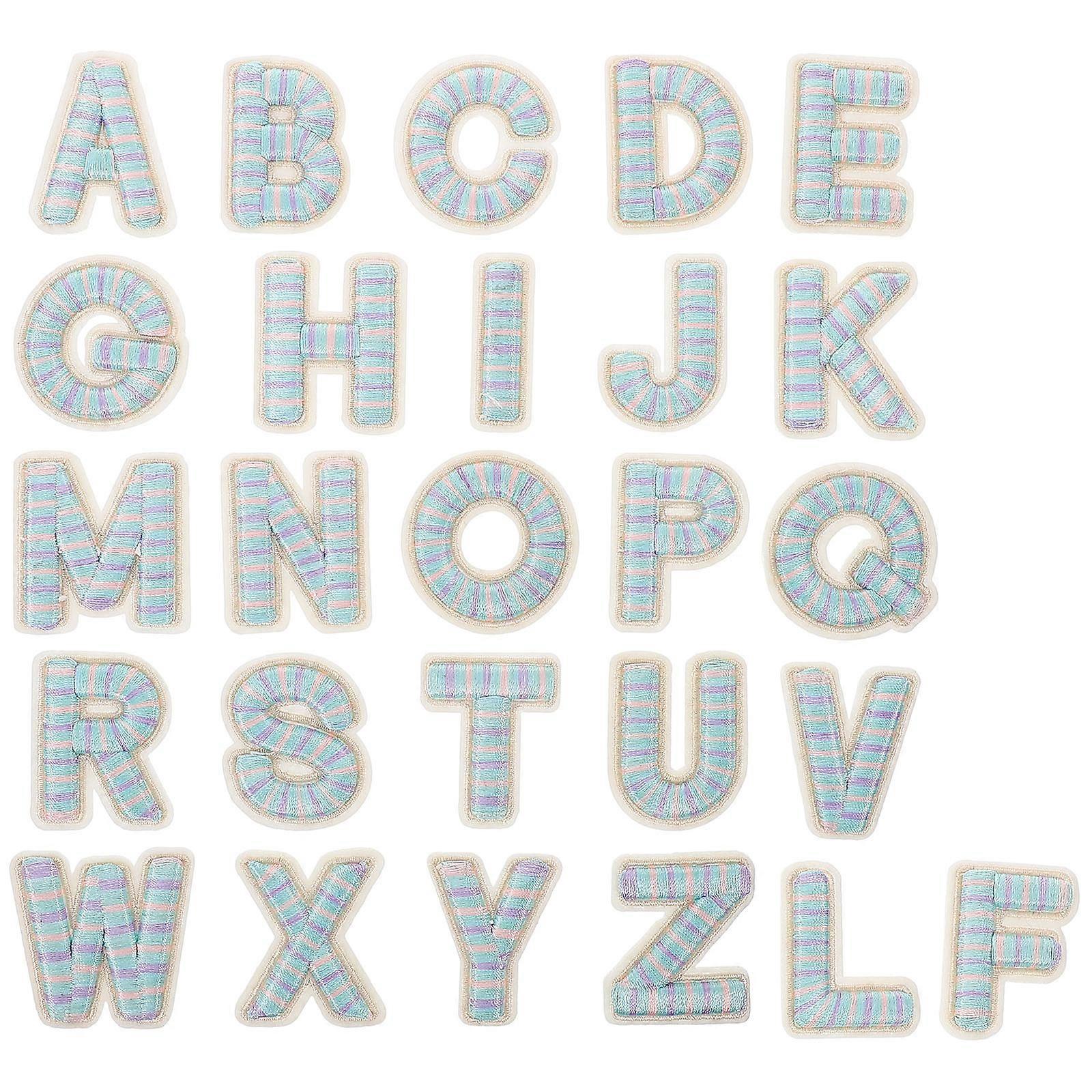 Iron on Patches Letters 26Pcs Multi Color Fabric for Clothes Hole-Covering Decoration