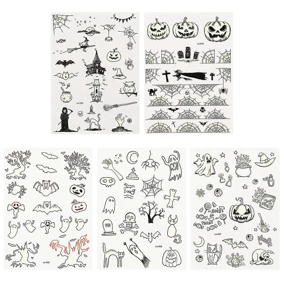 Waterproof Luminous Stickers Festive Atmosphere Skin Safe Assorted Color 21x15cm 5 Sheets
