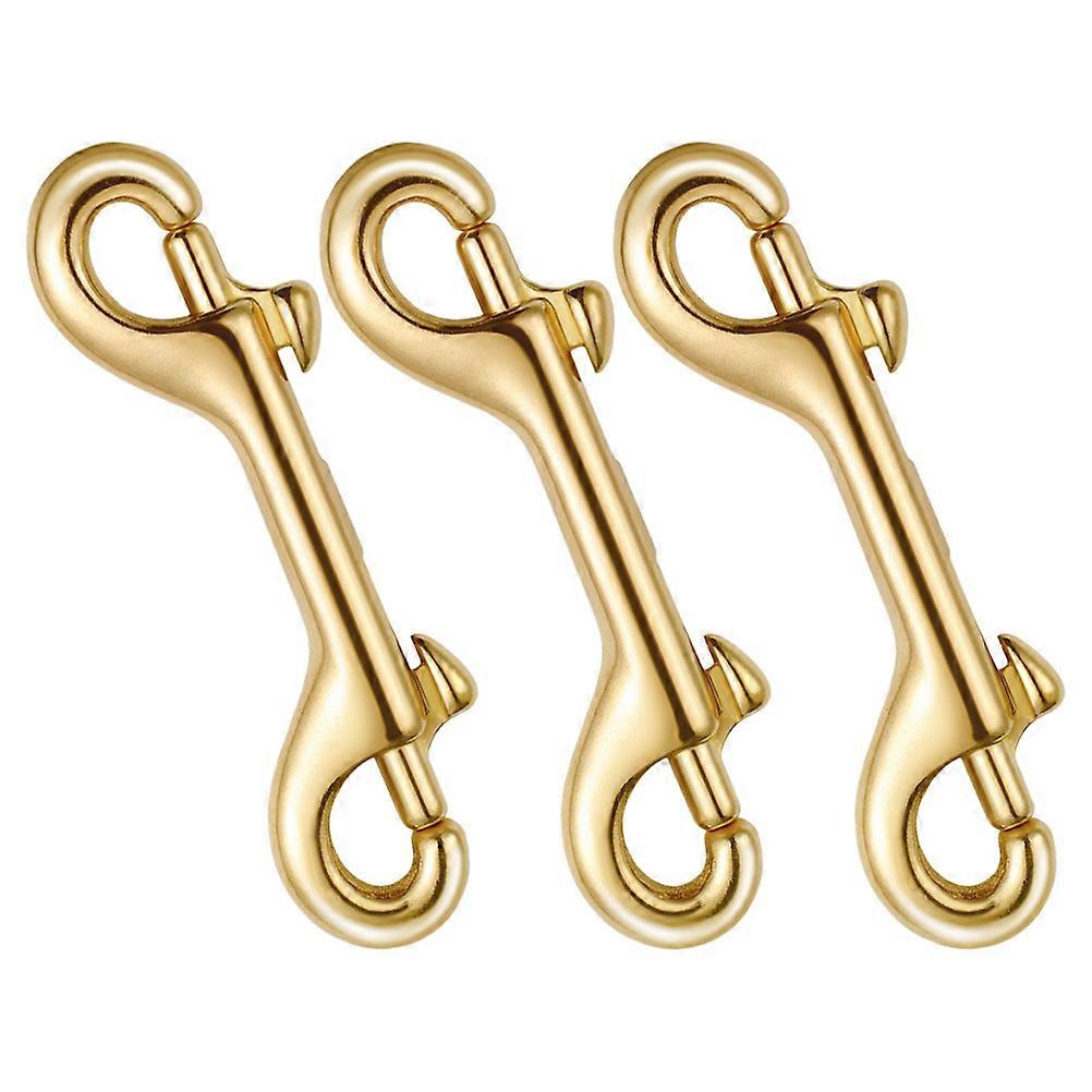 Metal Dog Leash Clasps Double Ended Snap Hooks Backpacks Weather Resistant Golden 3Pcs