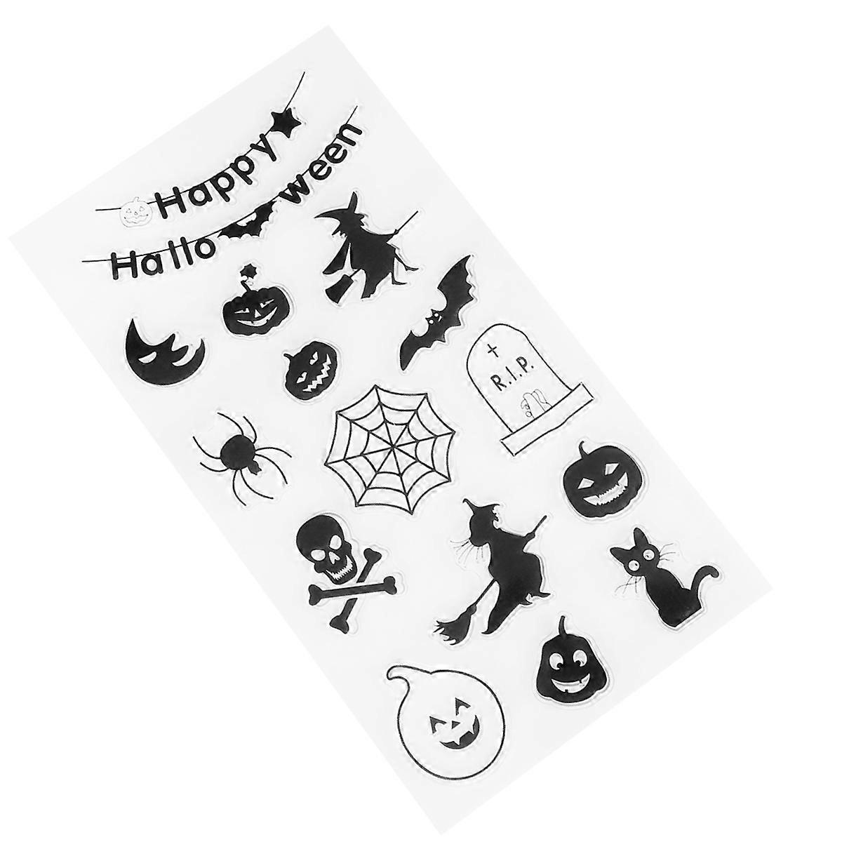Halloween Text Clear Stamps Decoration DIY Tool For Craft Enthusiasts Transparent Silicone Seal Flat Rectangular 20x11x0.3cm 1Pcs