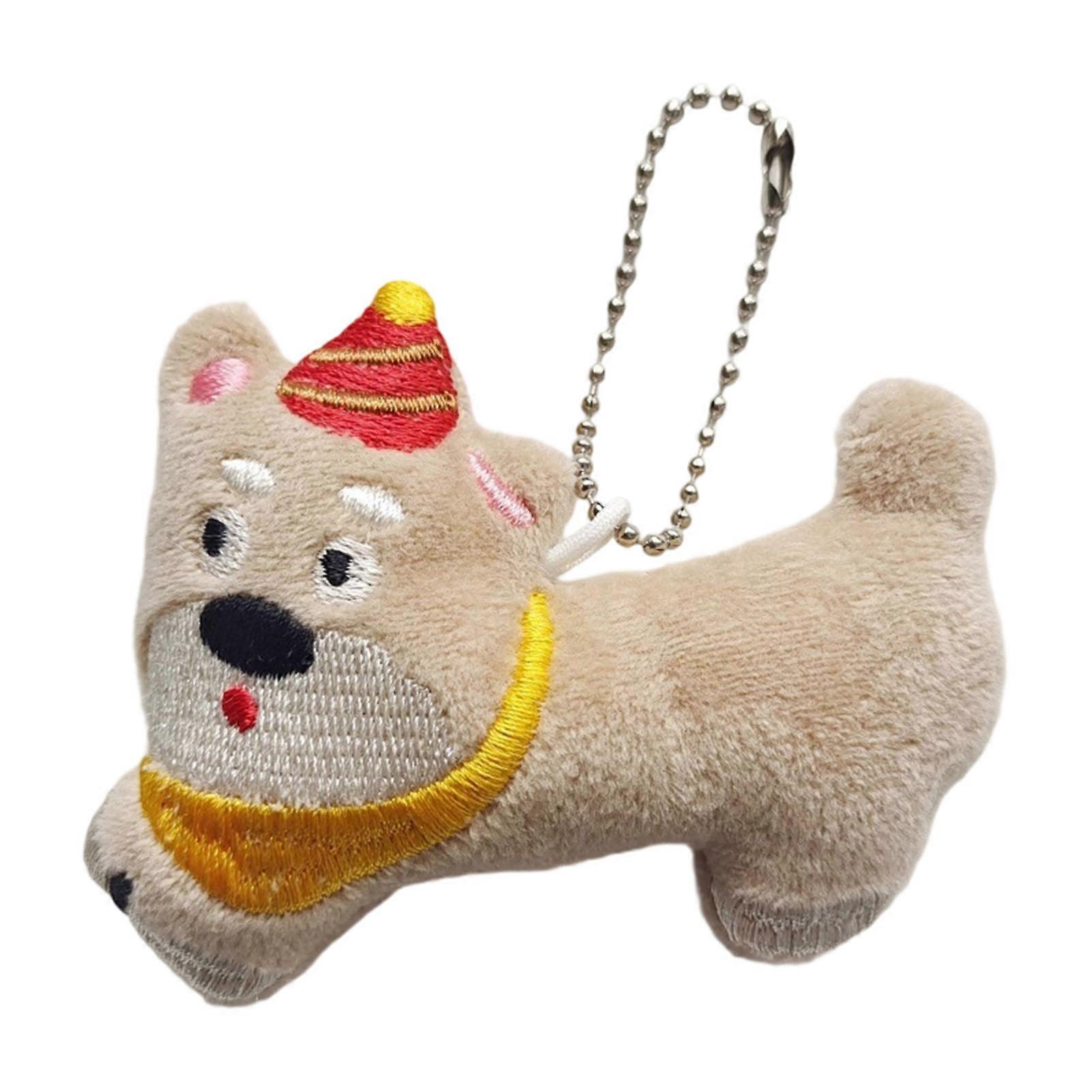 Miniature Cartoon Canine Charm Plush Keychain Portable Stuffed Animal Ornament for Personal Belongings Customization Multicolor
