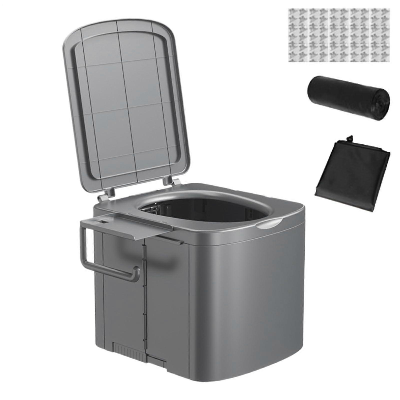 Portable Travel Toilet, Foldable with Ergonomic Handle  Compact for Camping, Boat, RV, Gray