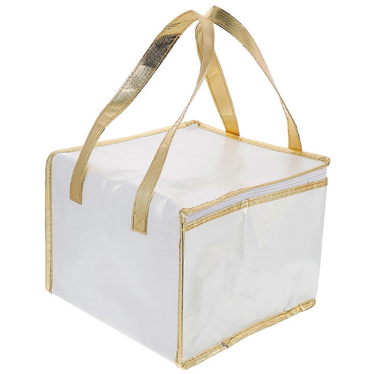 Isolated food storage bag, reusable cooler bag for pizza and cake, large tote bag with zipper for catering and transport.