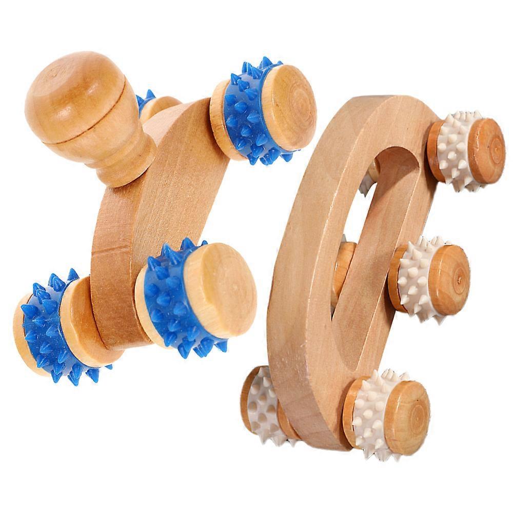Rolling Massager Wooden Roller Deep Tissue Stimulation For Travel 2Set