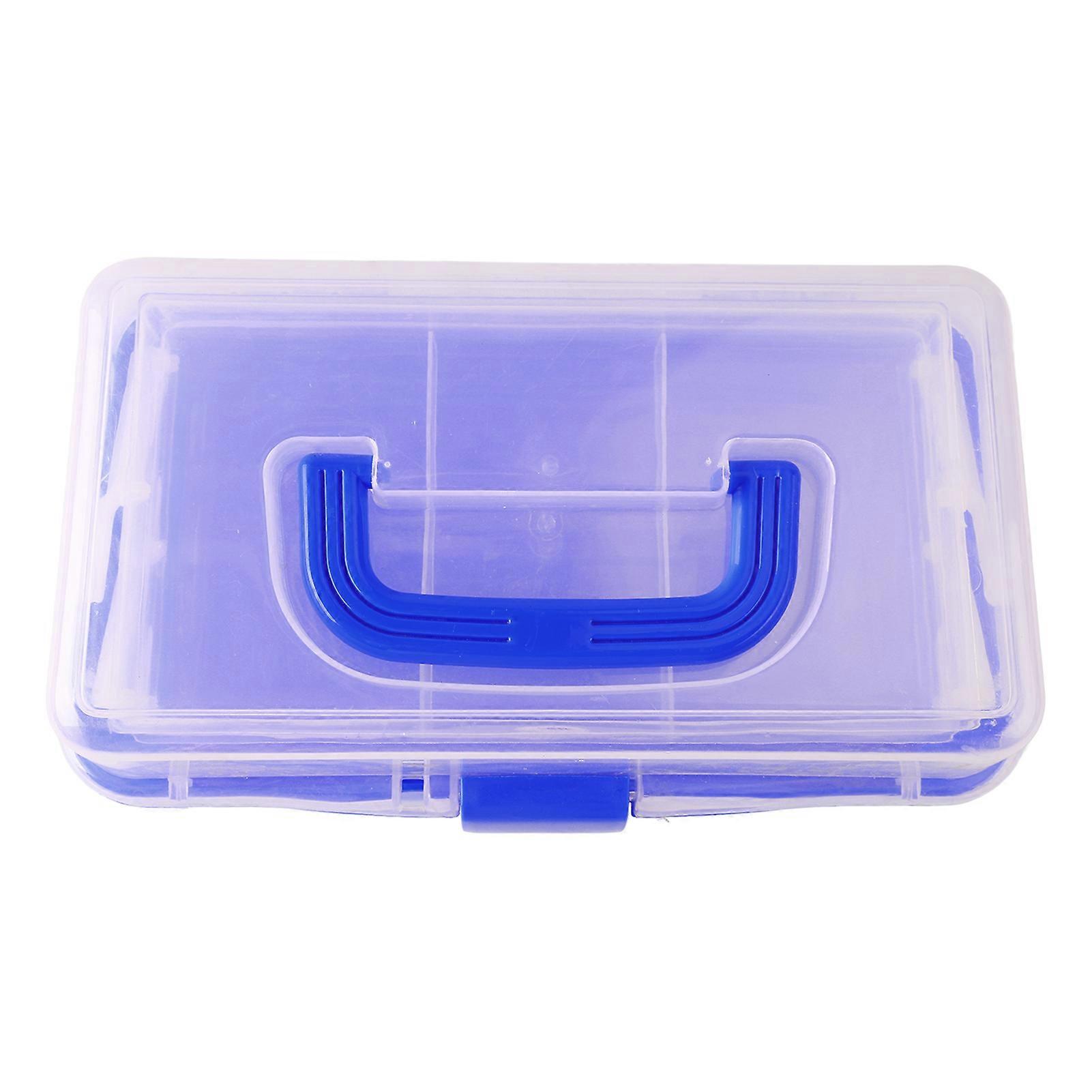 Three Layer Storage Box Plastic Folding Tool Box Portable Handled Multipurpose Organizer for Art Craft Cosmetic Accessories Blue