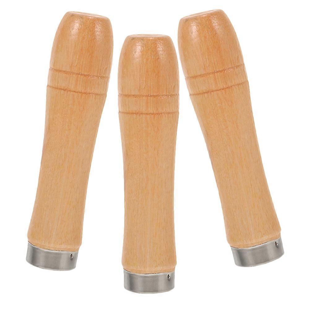 Replacement Handle For Kitchen Use Light Yellow Solid Wood Detachable Pan Handle 3Pcs