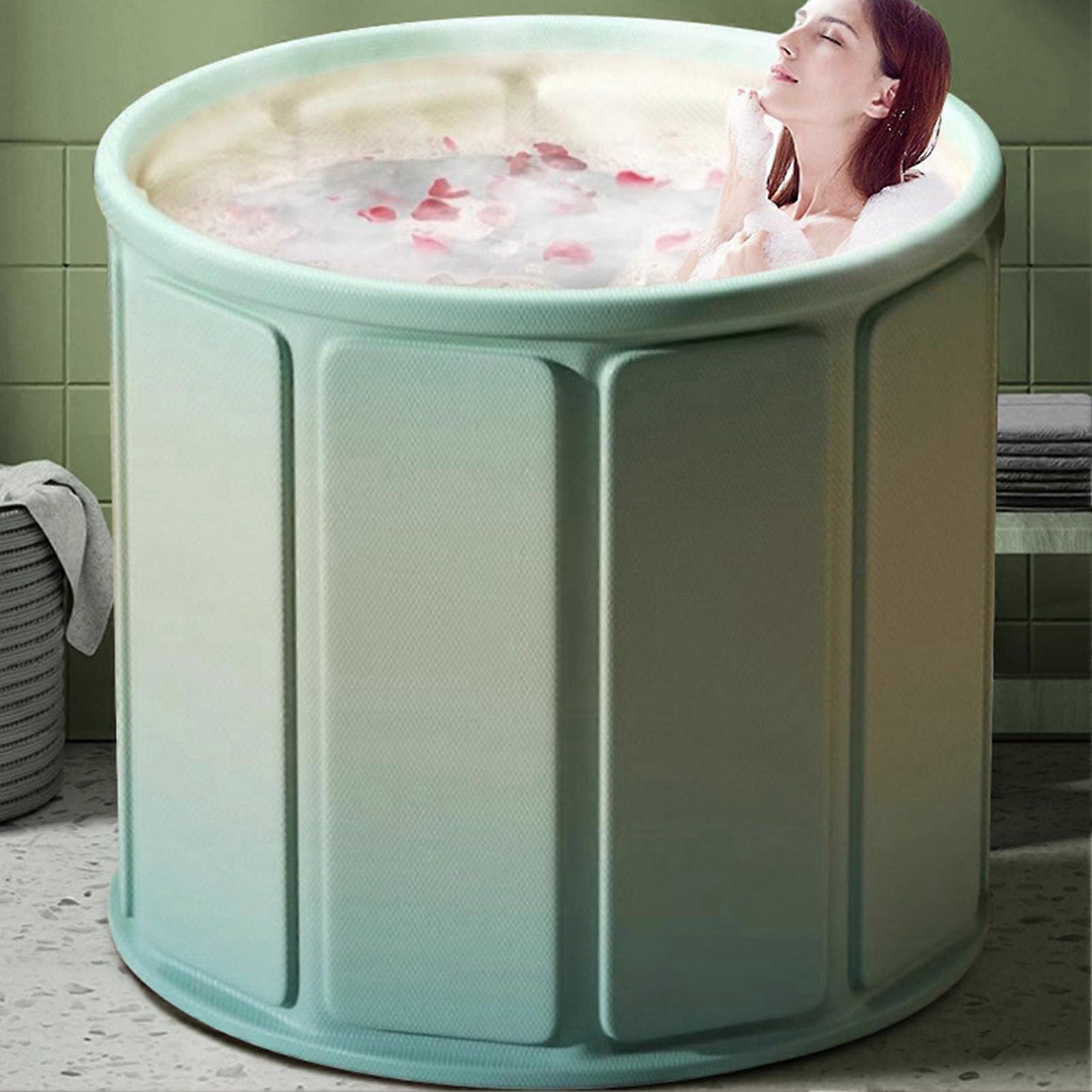 Foldable Bathtub Adult Portable Bathtub 80cm PVC with Bubble Function for Outdoor Ice Bath and Mobile Shower Use in Greener Color