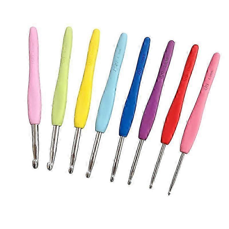 8-Piece Crochet Hooks with Plastic Handles - Random Coloured Knitting Tools for Crafting