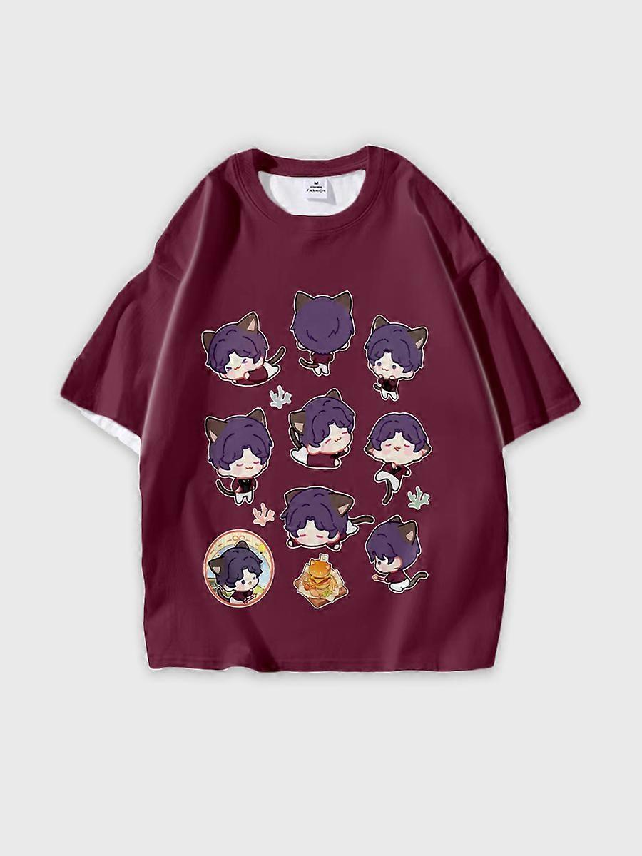 T-shirt round neck Role Pattern loose short sleeve B490