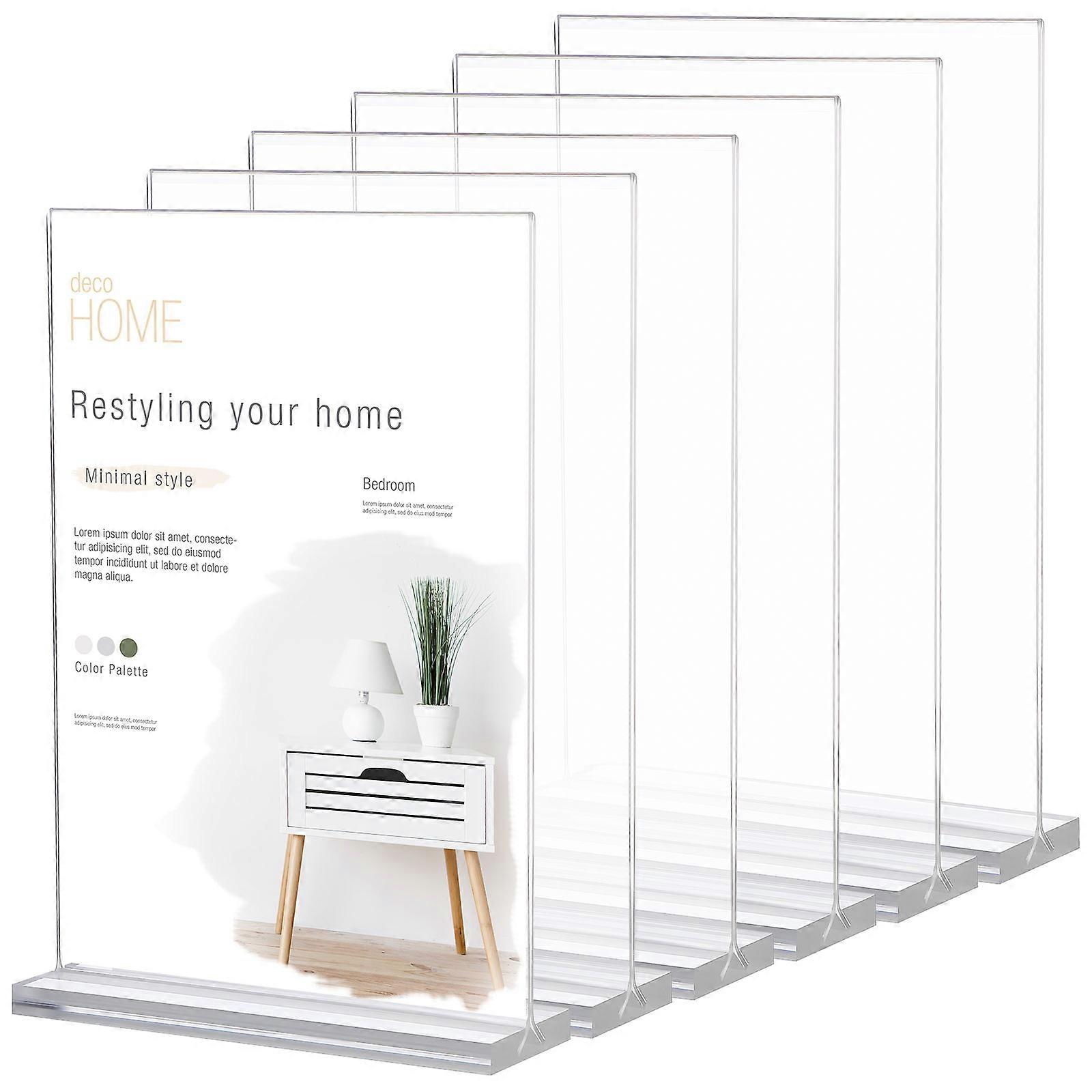 Desktop Sign Holders Paper Holder Stand Document Display Menu Holder Acrylic Material Sleek Design 6Pcs