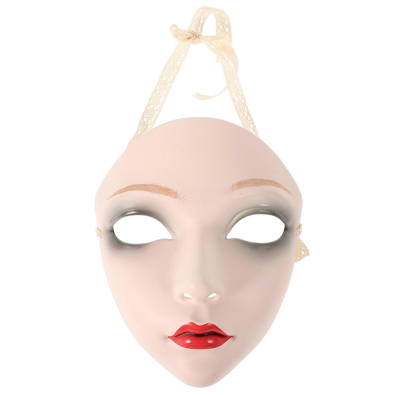 White Full Face Plastic Mask for Masquerade Party Stage Performance and Playing Use 7.5 Inches