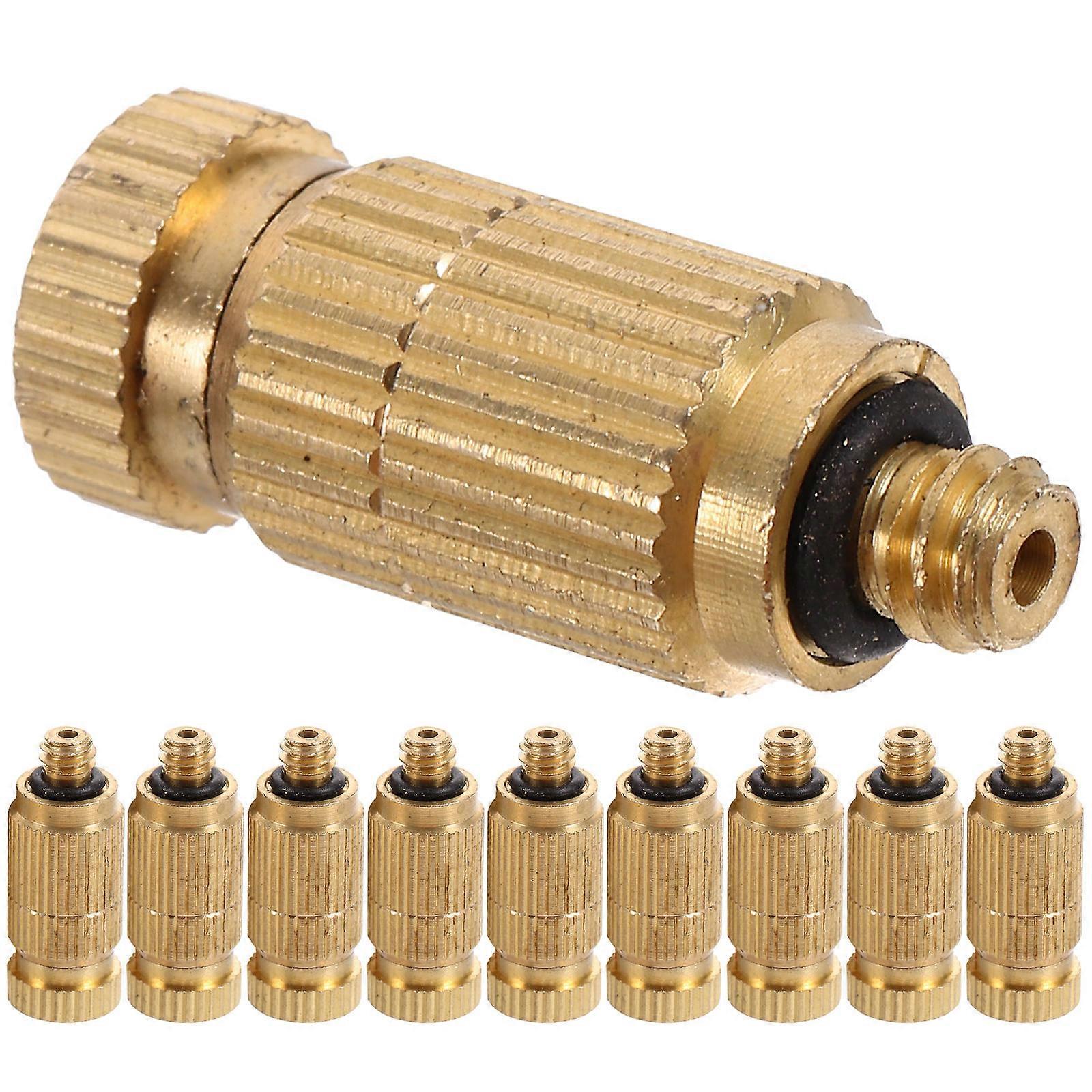 Brass Misting Nozzle for Outdoor Use Golden Color with SelfSealing ORings 10 Pieces