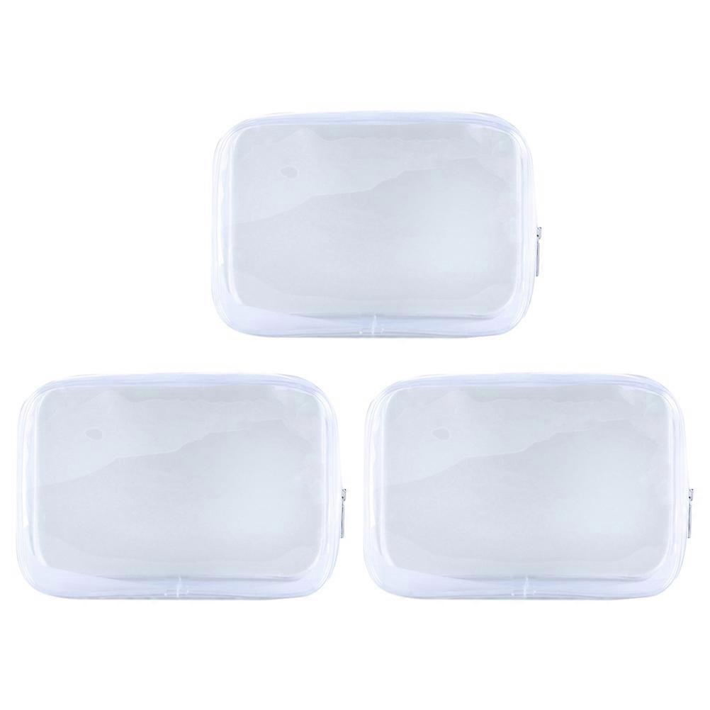 3pcs Transparent PVC Makeup Bag Travel Cosmetic Organizer Durable Zippered Toiletry Pouch Compact Storage for Cosmetics Essentials