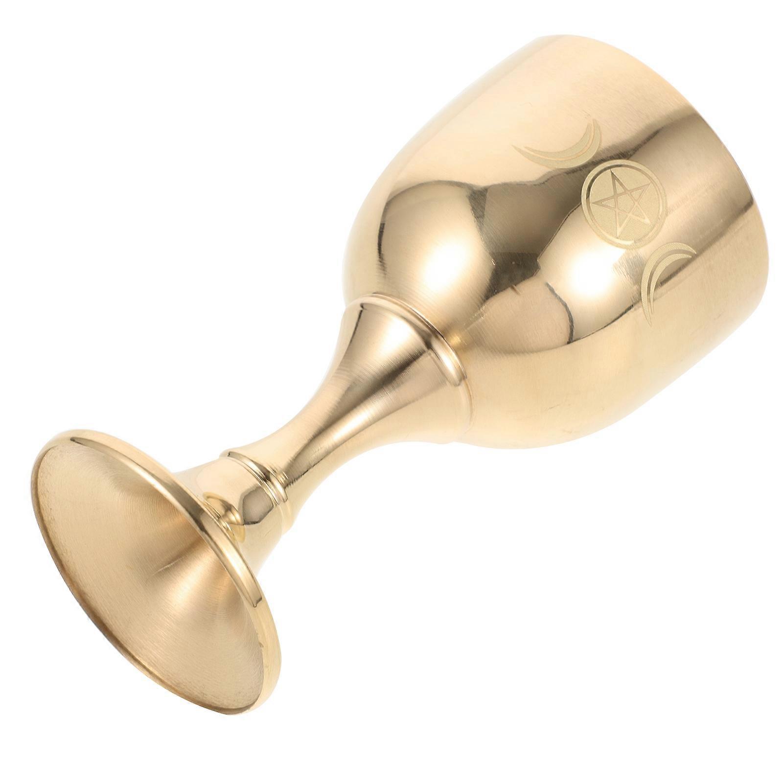 Golden Brass Goblet for Decoration Multi-purpose Wine Cup and Collectible 4.5 Inches