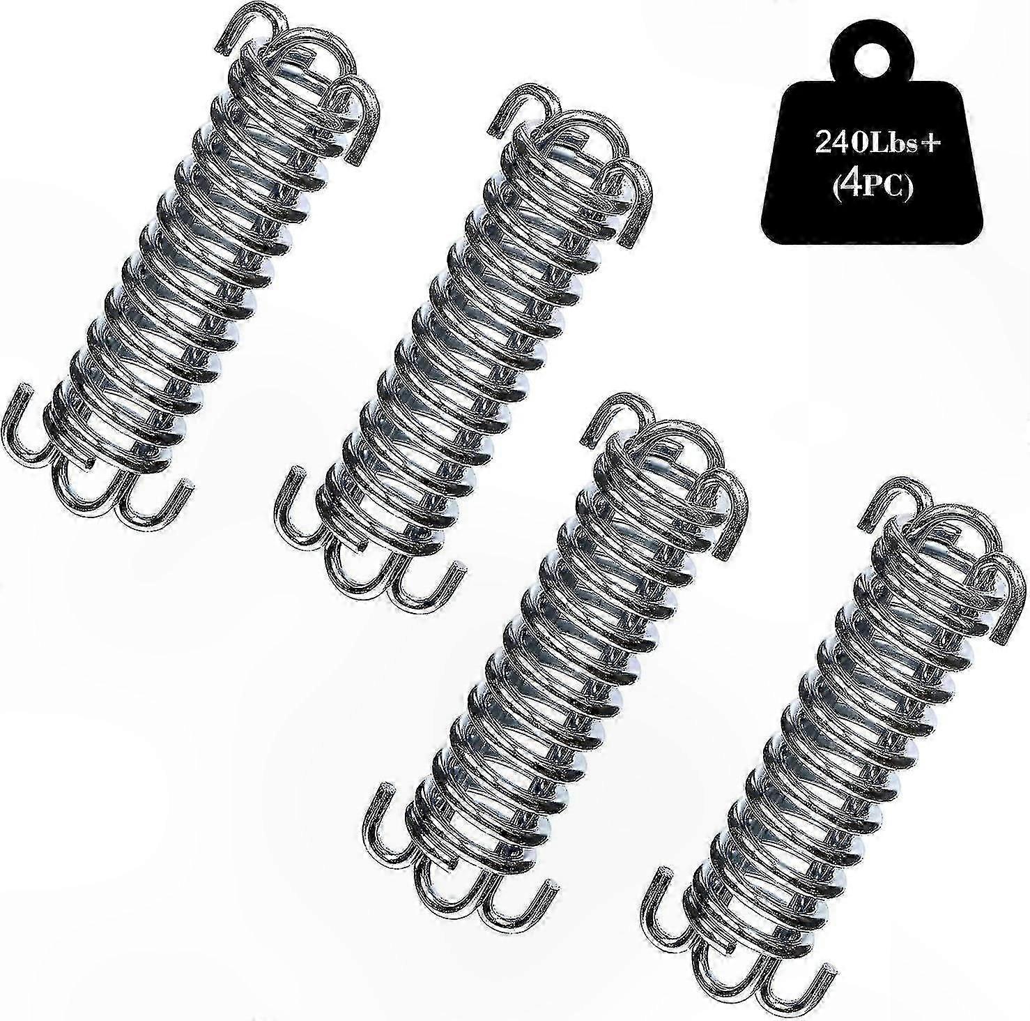 4-Pack Stainless Steel Tension Springs for Camping Tents, Shade Sails, Awnings, and Mounting Fixtures