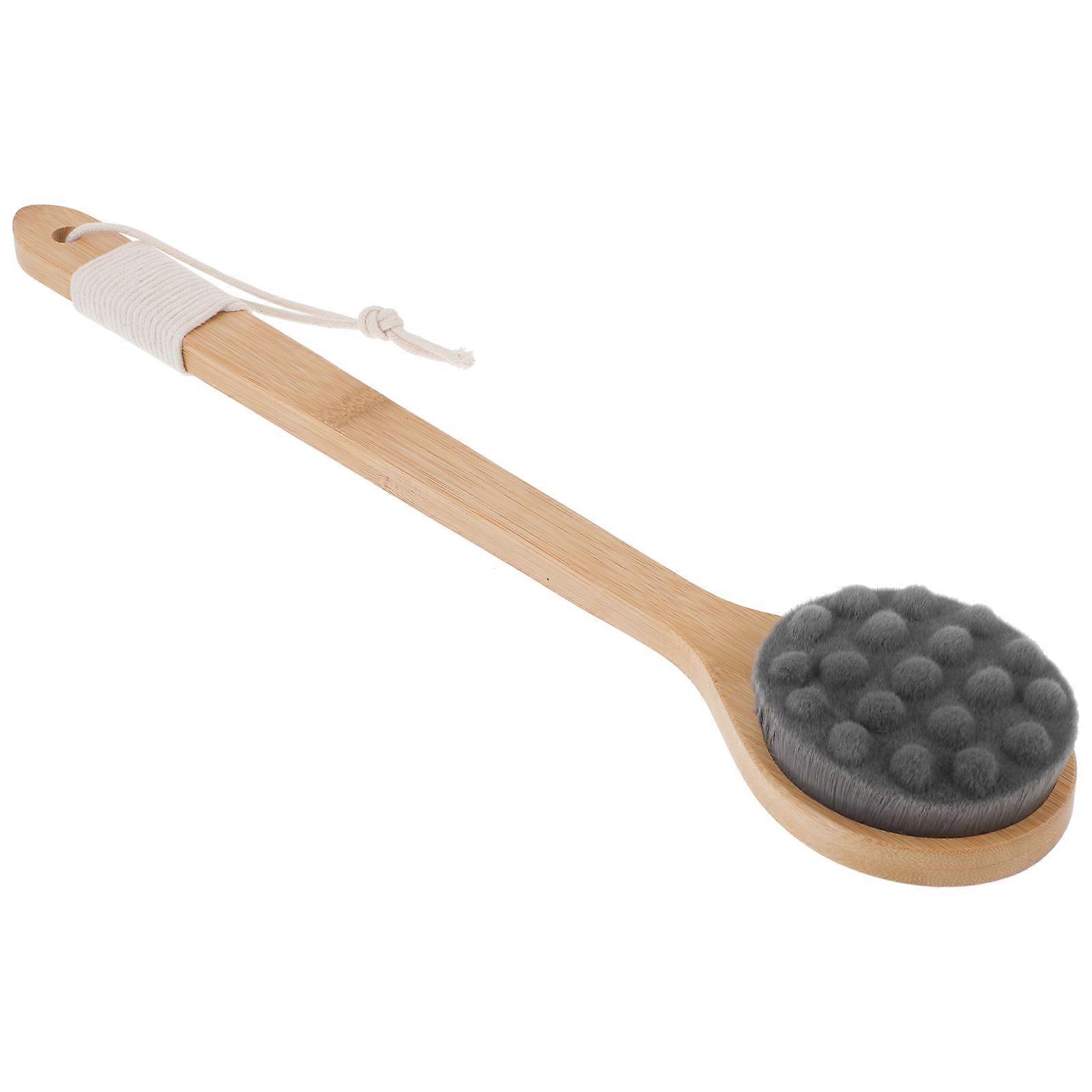 Black Long Handle Shower Body Brush with Synthetic Bristles for Bath 1pc