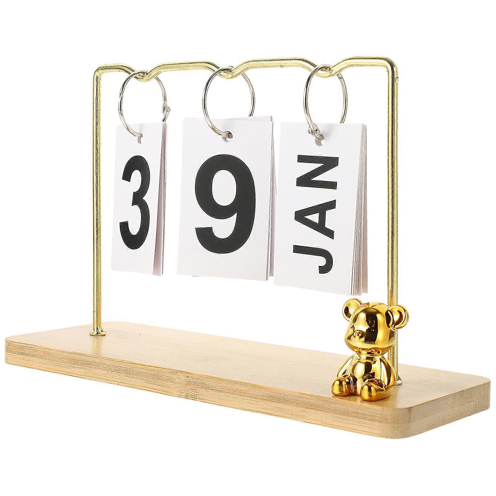Beige Vertical Calendar Desktop Decoration Rustic Home Ornament Compact Size Daily Planner 1Set
