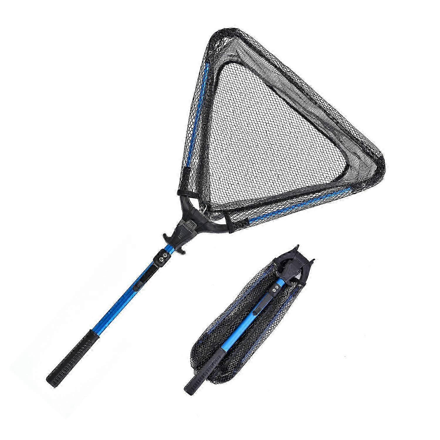 LEO 28266BU1 72cm 1-Section Folding Triangle Fishing Net Portable Scoop Mesh Landing Net