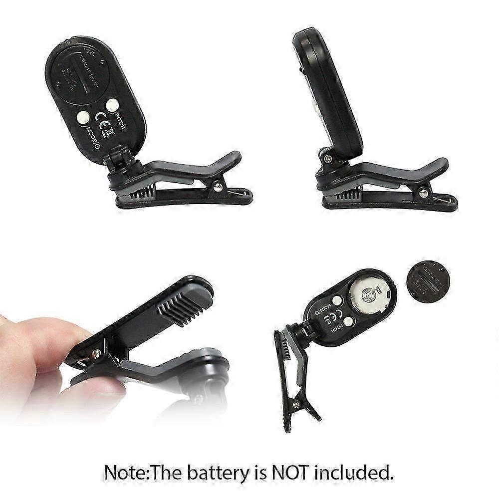 Portable Clip-On Guitar Tuner with Color LCD Display - Chromatic Tuner for Guitar, Bass, Violin & Ukulele with Foldable Rotating Clip