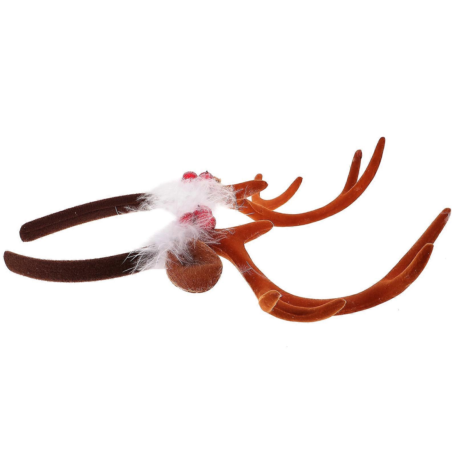 Antler Headpiece Cloth And Plastic Material Designed For Christmas Celebrations 28x26cm 1Pcs
