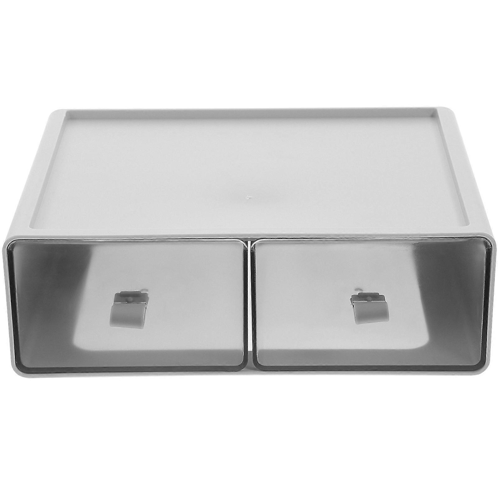 Drawer Style Desktop Storage Box Waterproof Grey Multi-Use 22.20X18.00X7.60cm 1Pack For Bathroom Use