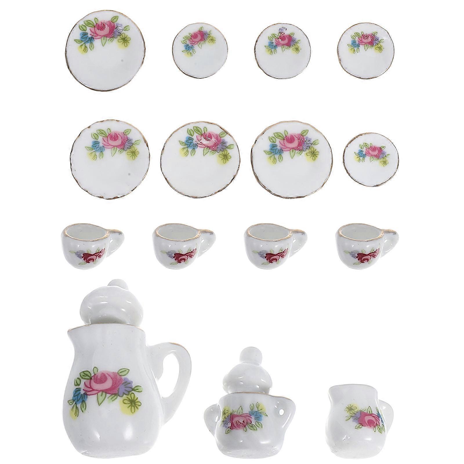 Miniatyr Keramisk Teservis För Samlare Dockhus Tillbehör Kompakt Prydnad 1 Set
