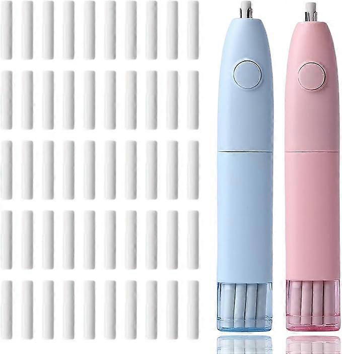 Portable Automatic Eraser Kit: 2 units + 50 spare erasers for pencils  drawing