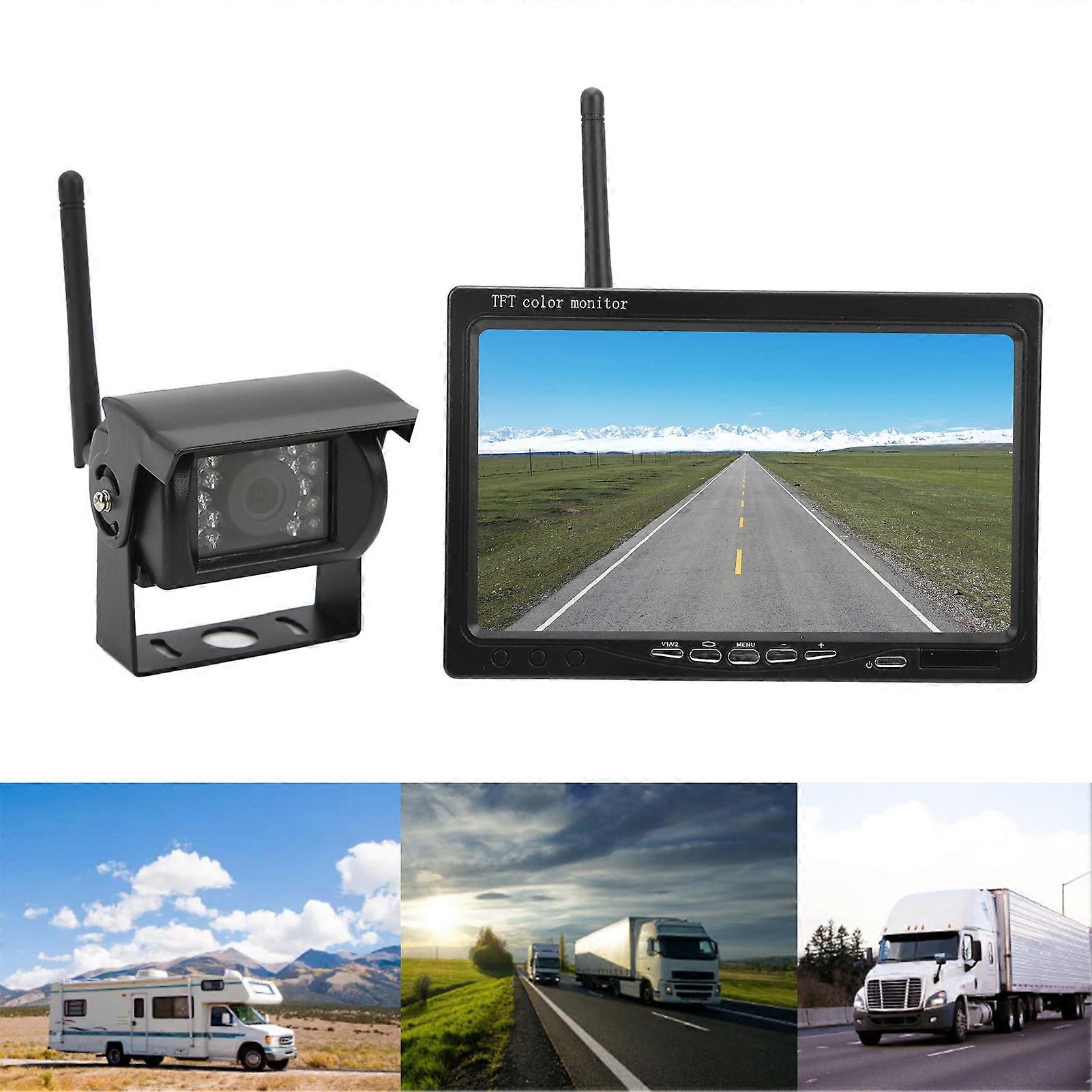 Vehicle Backup Camera System 7in Display Monitor IR Night Vision IP68 Water Proof for Bus Truck Trailer RV