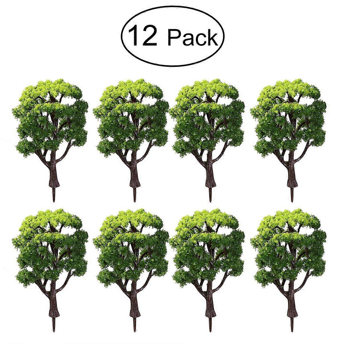 WINOMO 12pcs 1:50 Train Scenery Landscape Model Trees (Green)