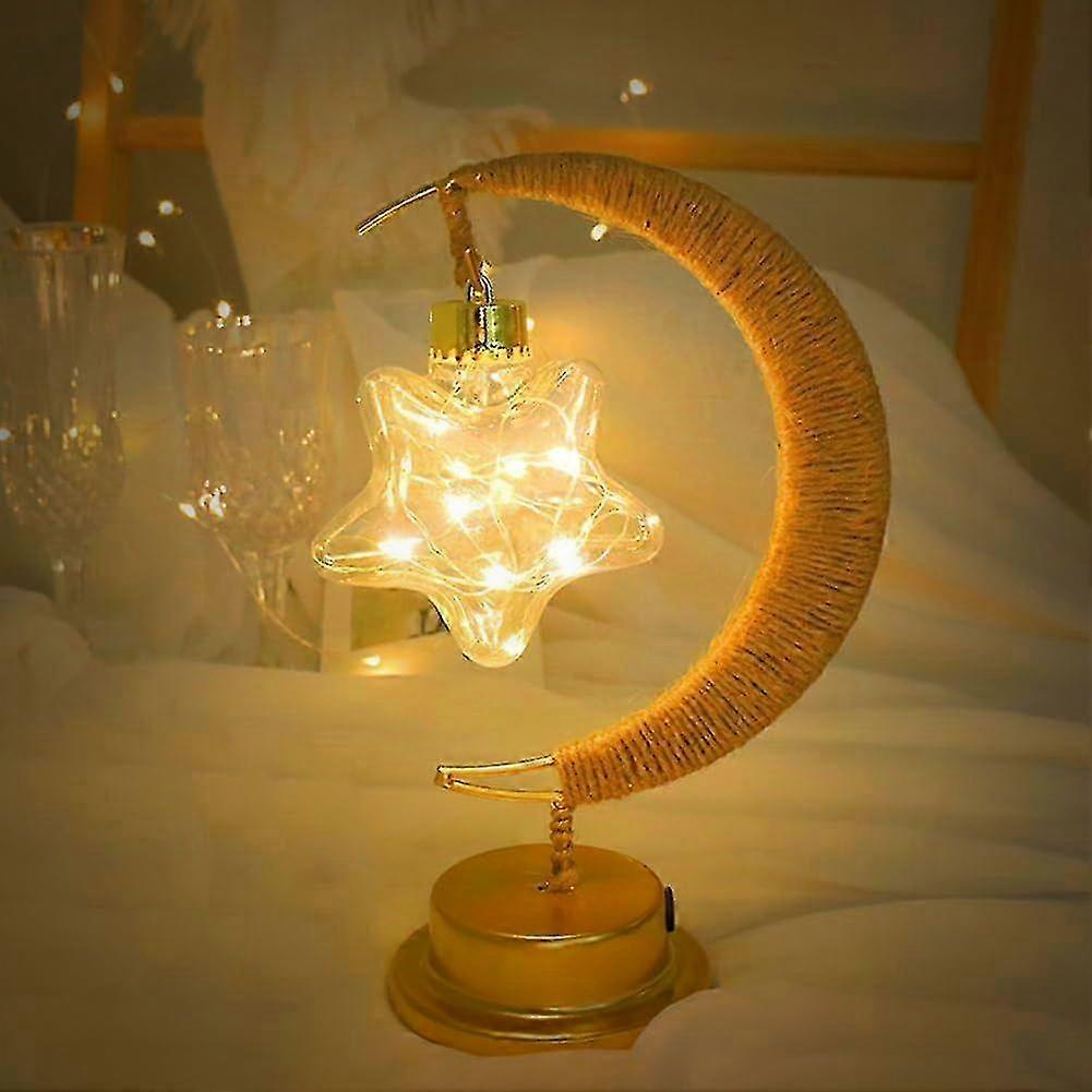 Decorative Crescent Moon Lamp, LED Night Light with Galaxy Design, Hanging Ornament for Ramadan and Special Occasions