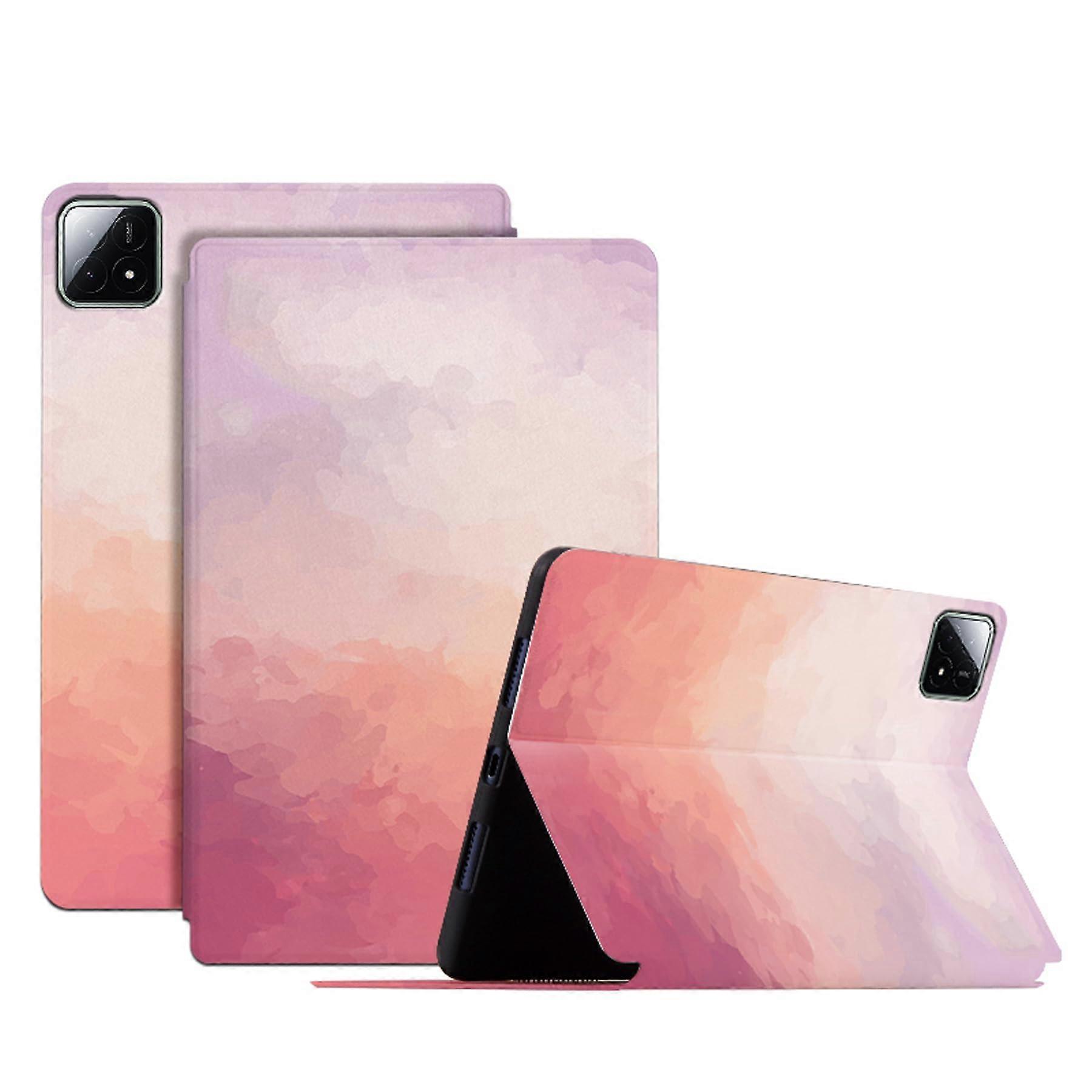 DayQiQiPu Case for Apple iPad Pro 12.9 Inch (2018-2022) PU Leather Ultra Thin Flip Stand Case with Watercolor Design and Auto Sleep/Wake Function