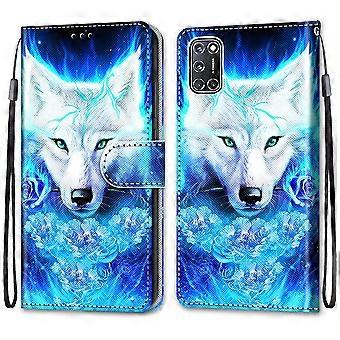 PU Leather Flip Wallet Case, Anti-Fall, Card Slots, White Wolf for Oppo A52 / A72 / A92