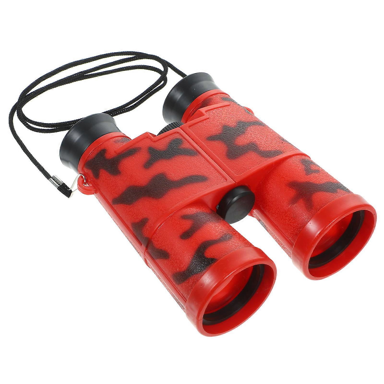 Adorable Kids Binocular Telescope Made of ABS with Red Color and Practical Rope for Outdoor Use