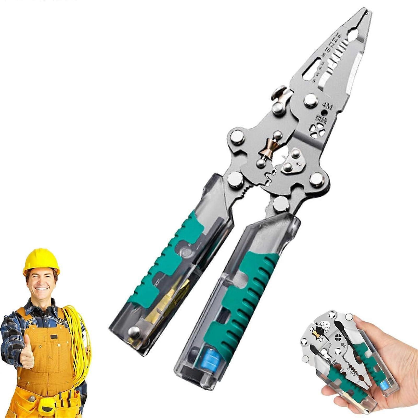Folding Stylus Screwdriver Wire Stripper, Tuvilo Electrical Pliers, Multitool with Voltage Tester (17in1)