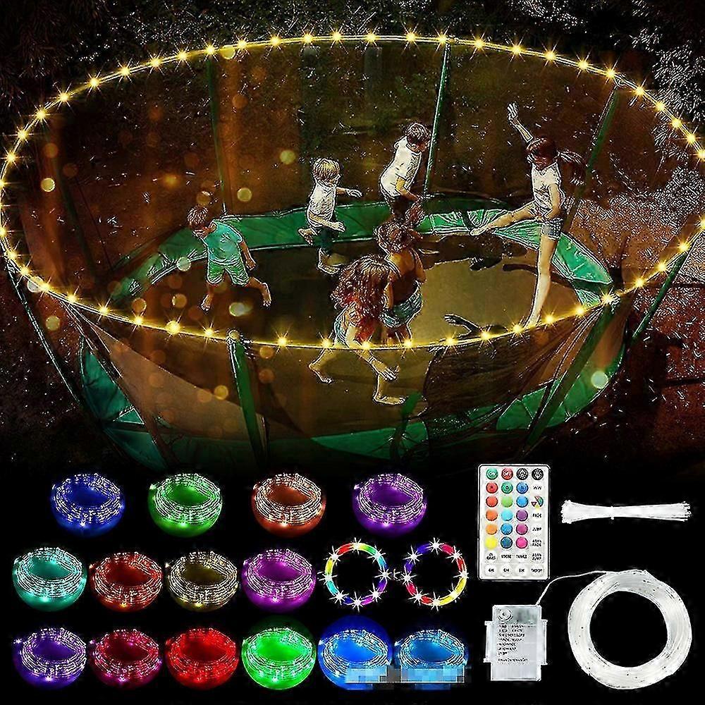 LED Glowing Trampoline Lights, Courtyard Decoration Trampoline Frame Lights, Waterproof Battery Box String Lights