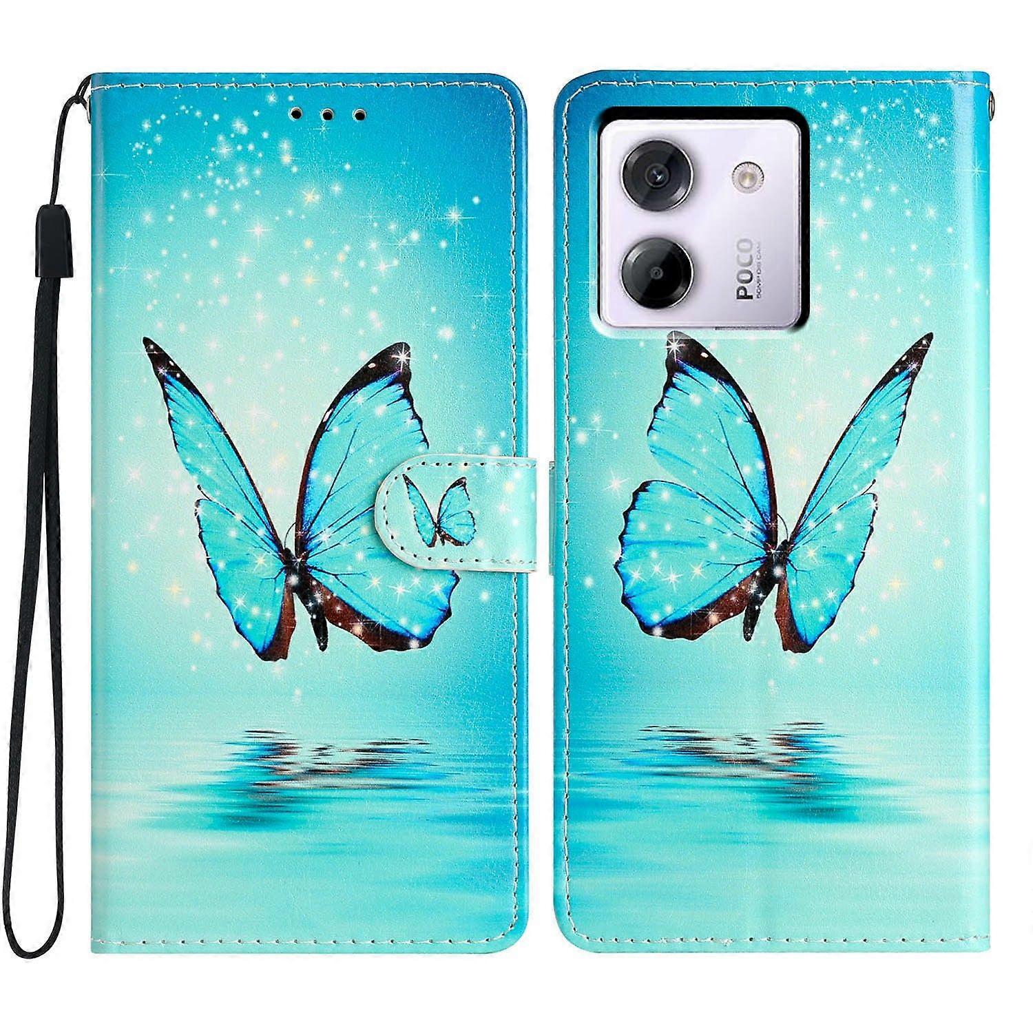 For Xiaomi Poco M7 Pro 5G Wallet Case PU Leather Pattern Printing Stand Phone Cover with Strap