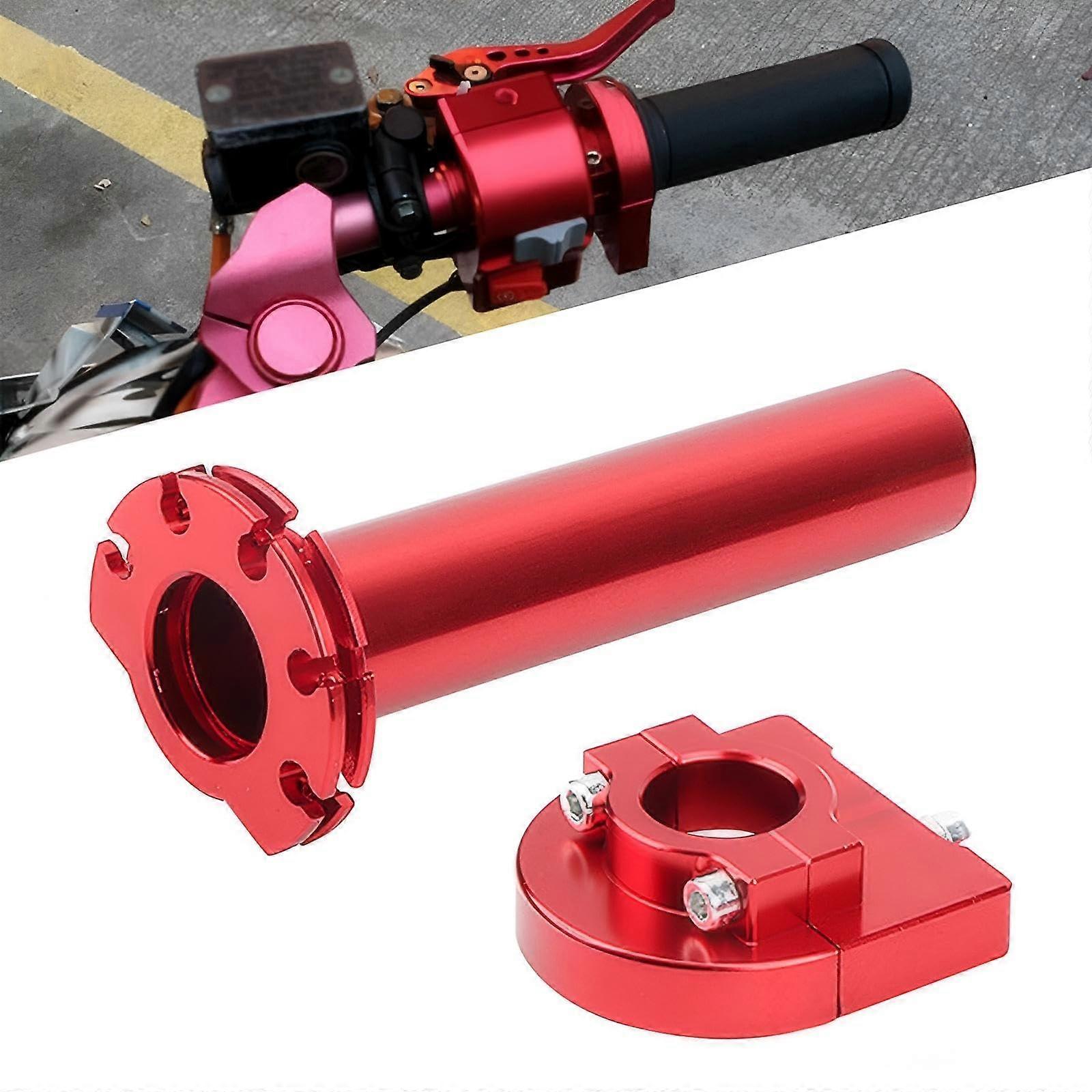 Motorcycle Throttle Grip 7/8 Inch 5 X 0.98 Inch Alloy CNC Anti Rust Universal Red Quick Turn Accelerator