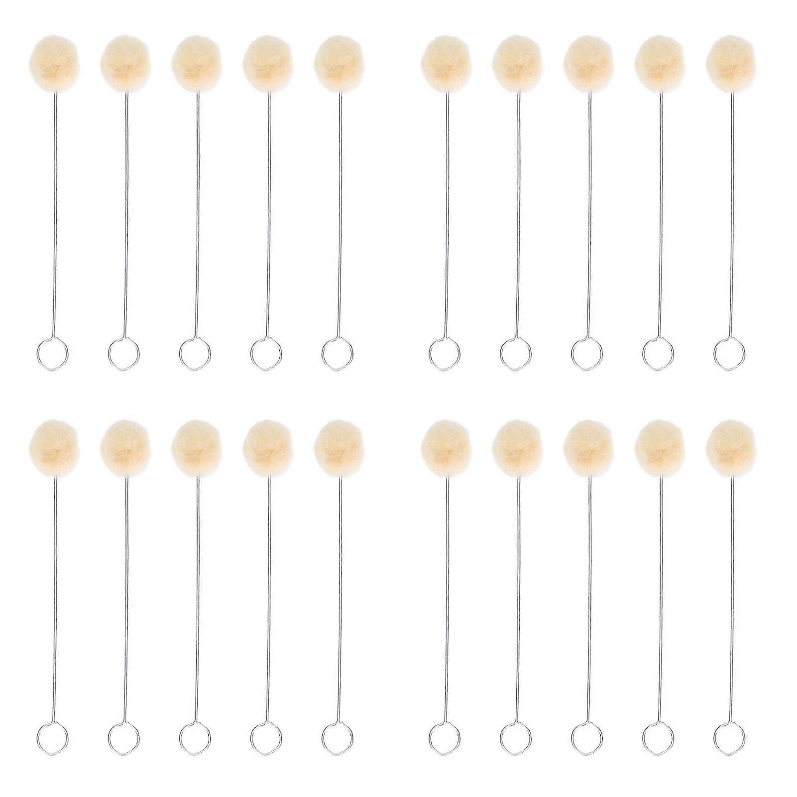20PCS Wool Ball Brush Leather Dyeing Polishing Tool with Metal Handle for DIY Crafts Projects