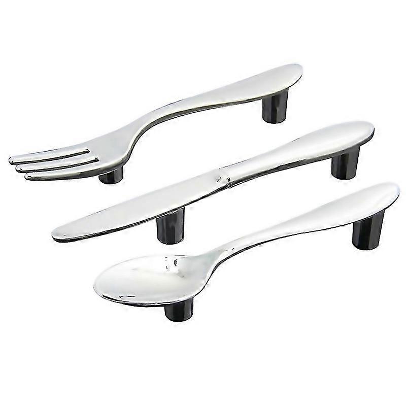 For 3 Pcs Kitchen Cabinet Drawer Pull Handles Knobs Knife Fork Spoon Silver